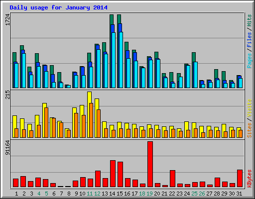 Daily usage for January 2014