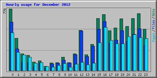 Hourly usage for December 2012