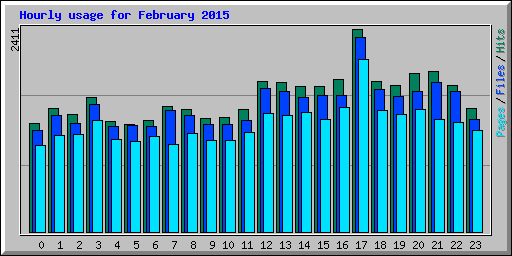 Hourly usage for February 2015