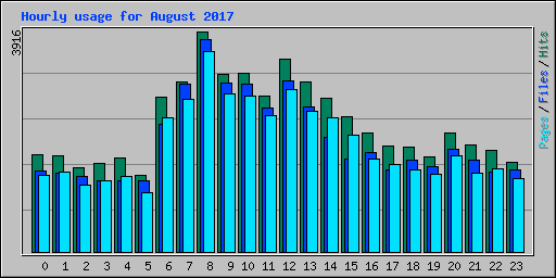 Hourly usage for August 2017